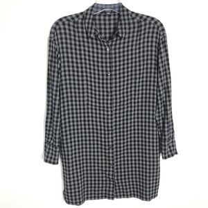 THEORY Panel Front Shirt Dress gingham check Sz M